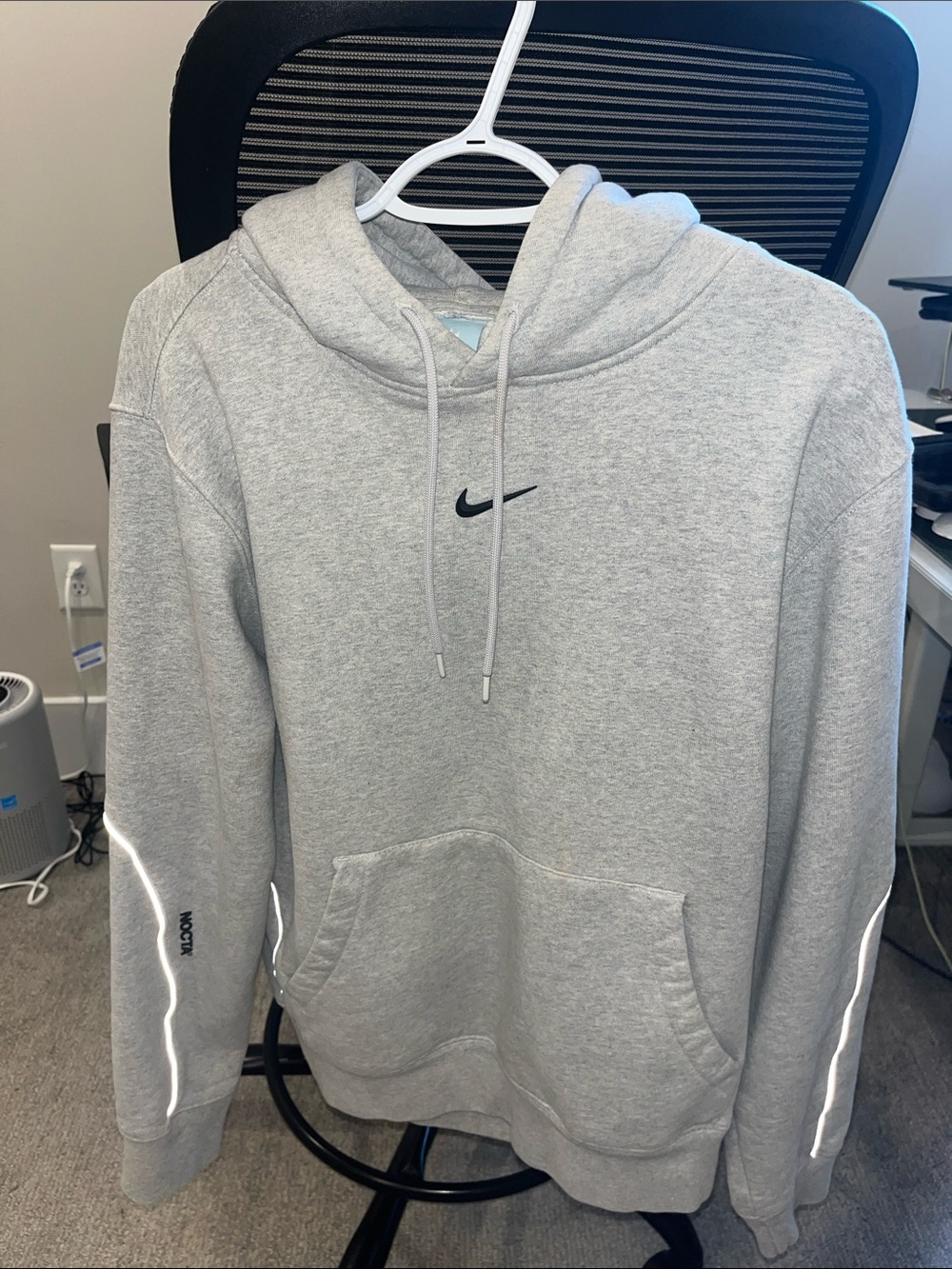 Nike Light Gray Pullover Hoodie with Black Swoosh